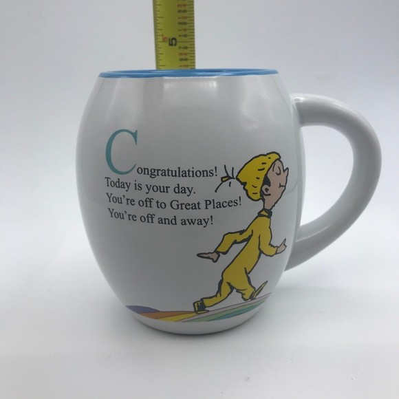 Dr. Seuss You're Off to Great Places White Coffee Mug Balloons Blue Inside 18 oz - Picture 7 of 8